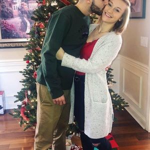 Aerie hooded + long cardigan - soft gray; size M.